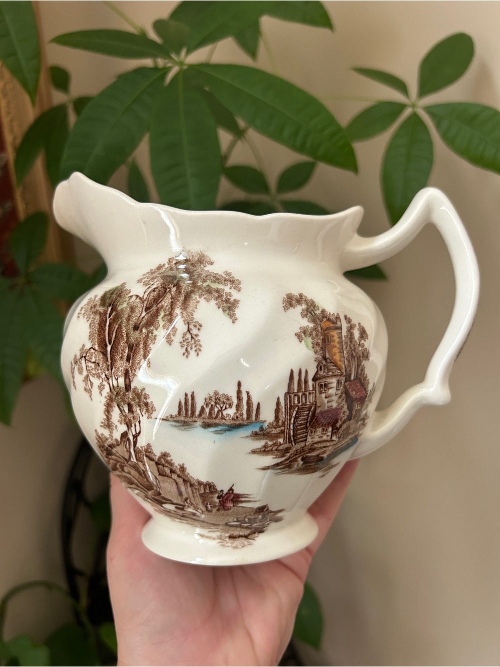 Vintage The Old Mill Transferware Pitcher made by Johnson Brothers | England